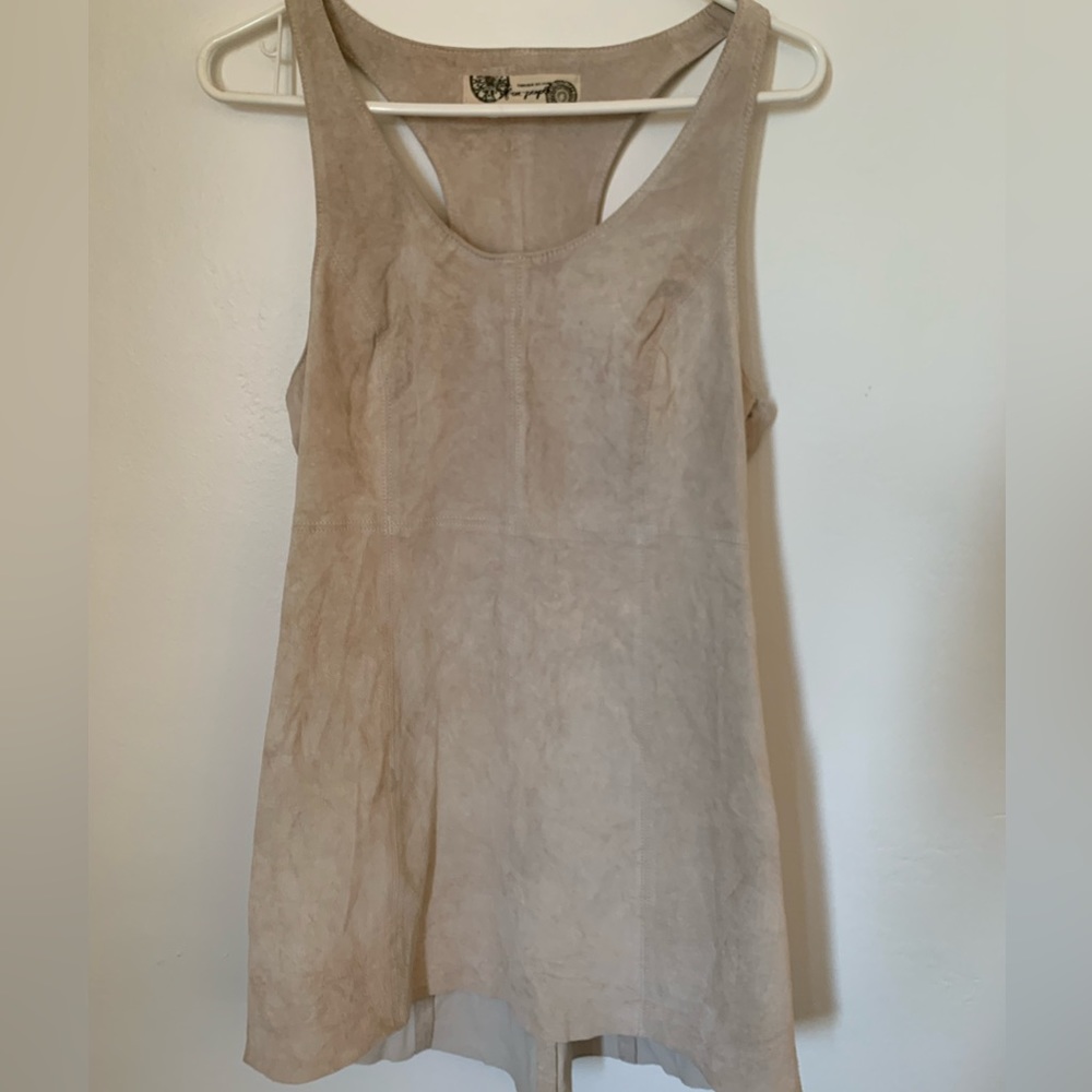 Free People Suede Leather Mini Dress . Size M .Bone Color.